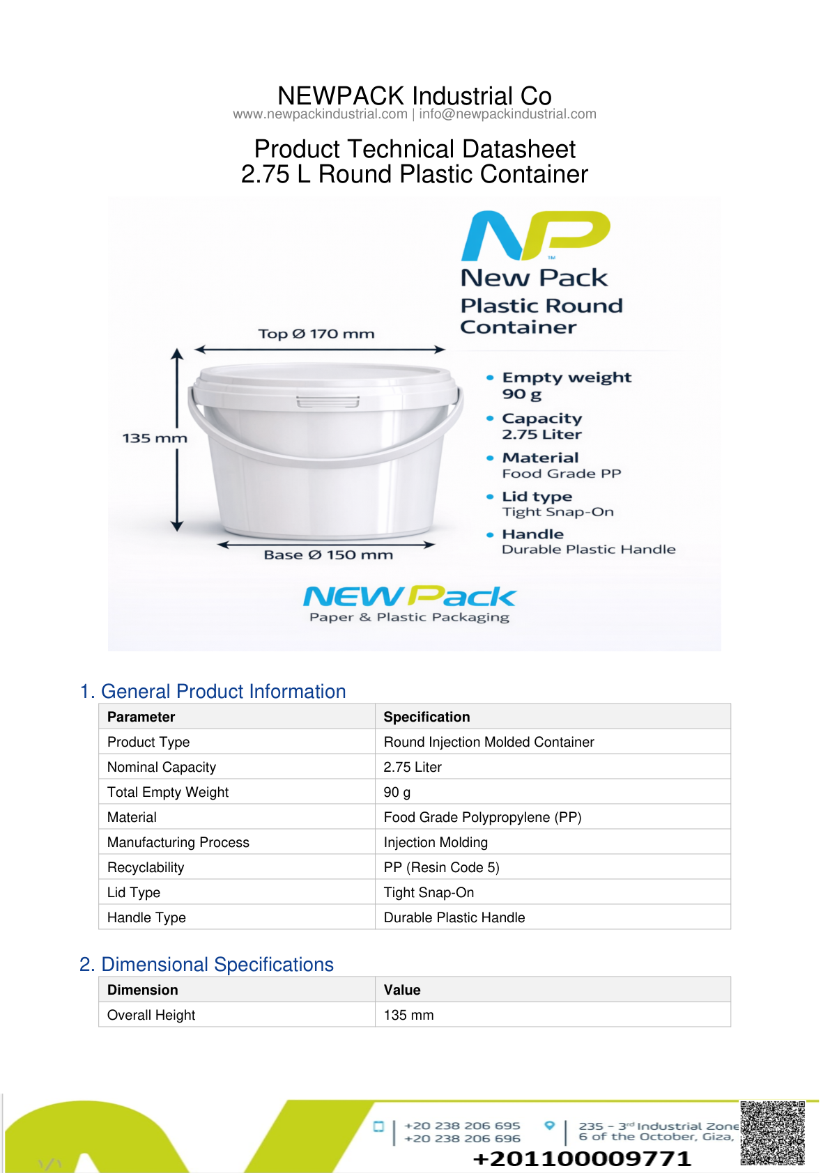 2.75L Round Container