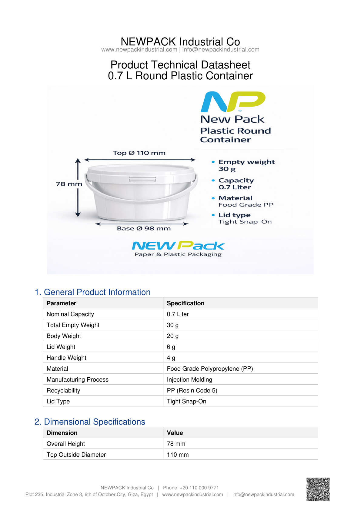 0.7L Round Container
