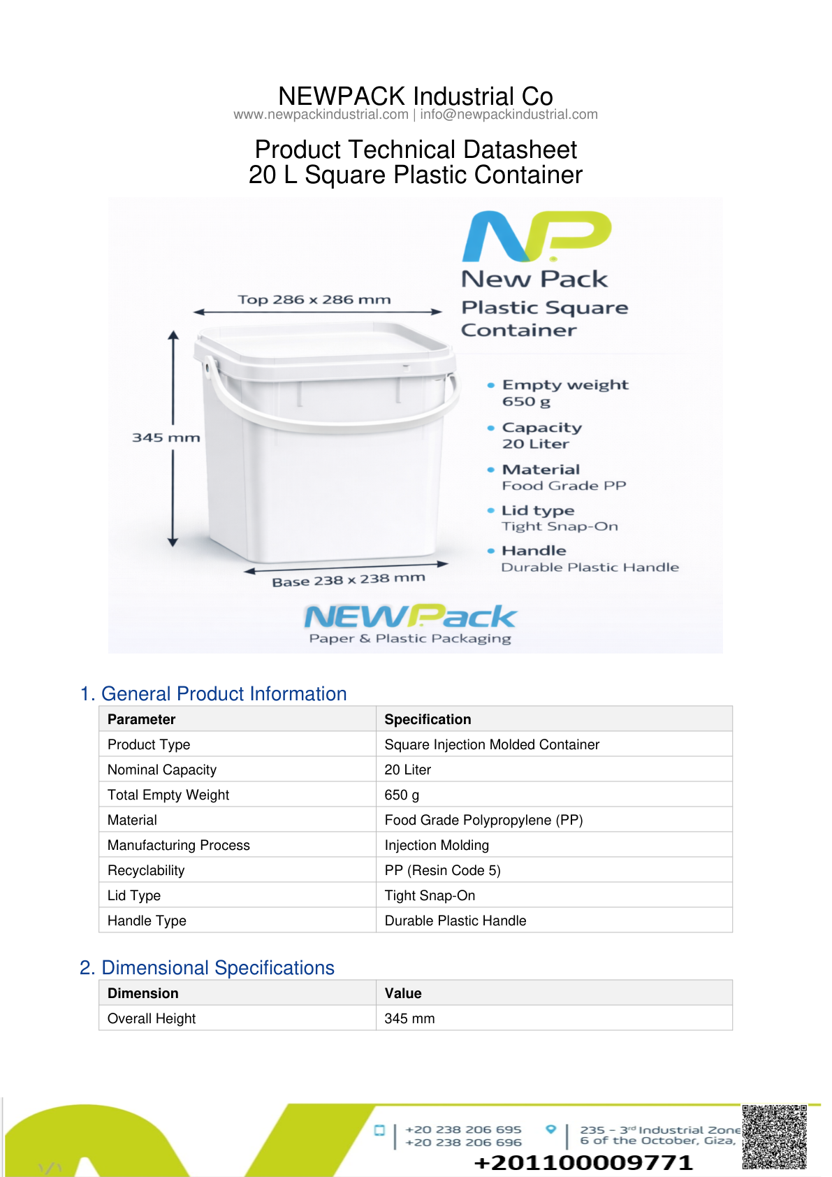 20L Square Container