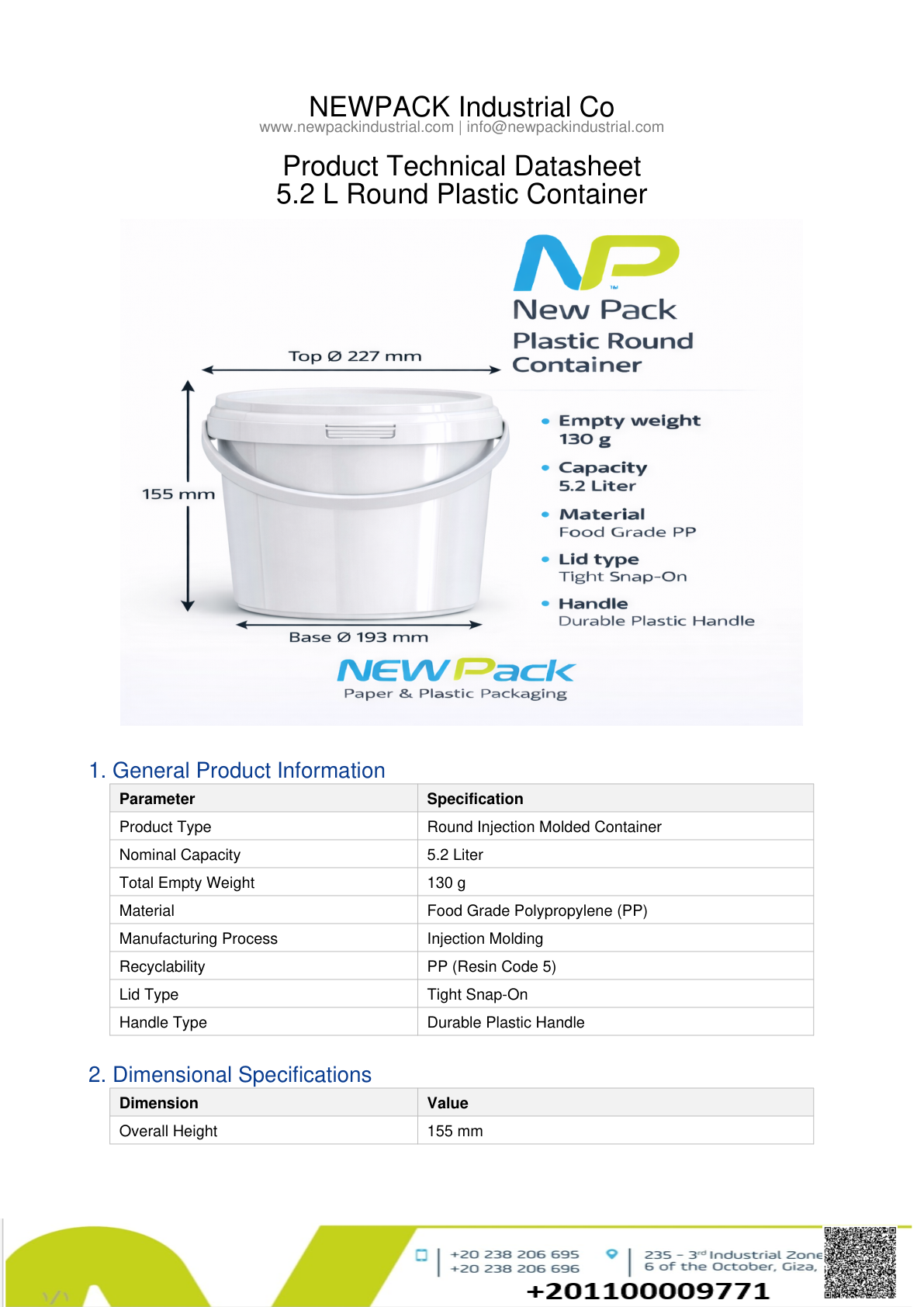 5.2L Round Container