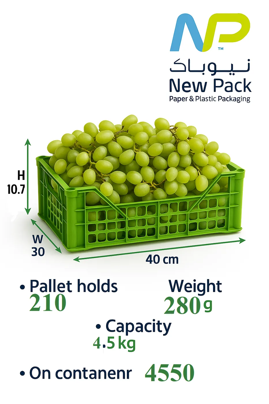 Plastic Crate 40 × 30 × 10.7 cm | New Pack Industrial