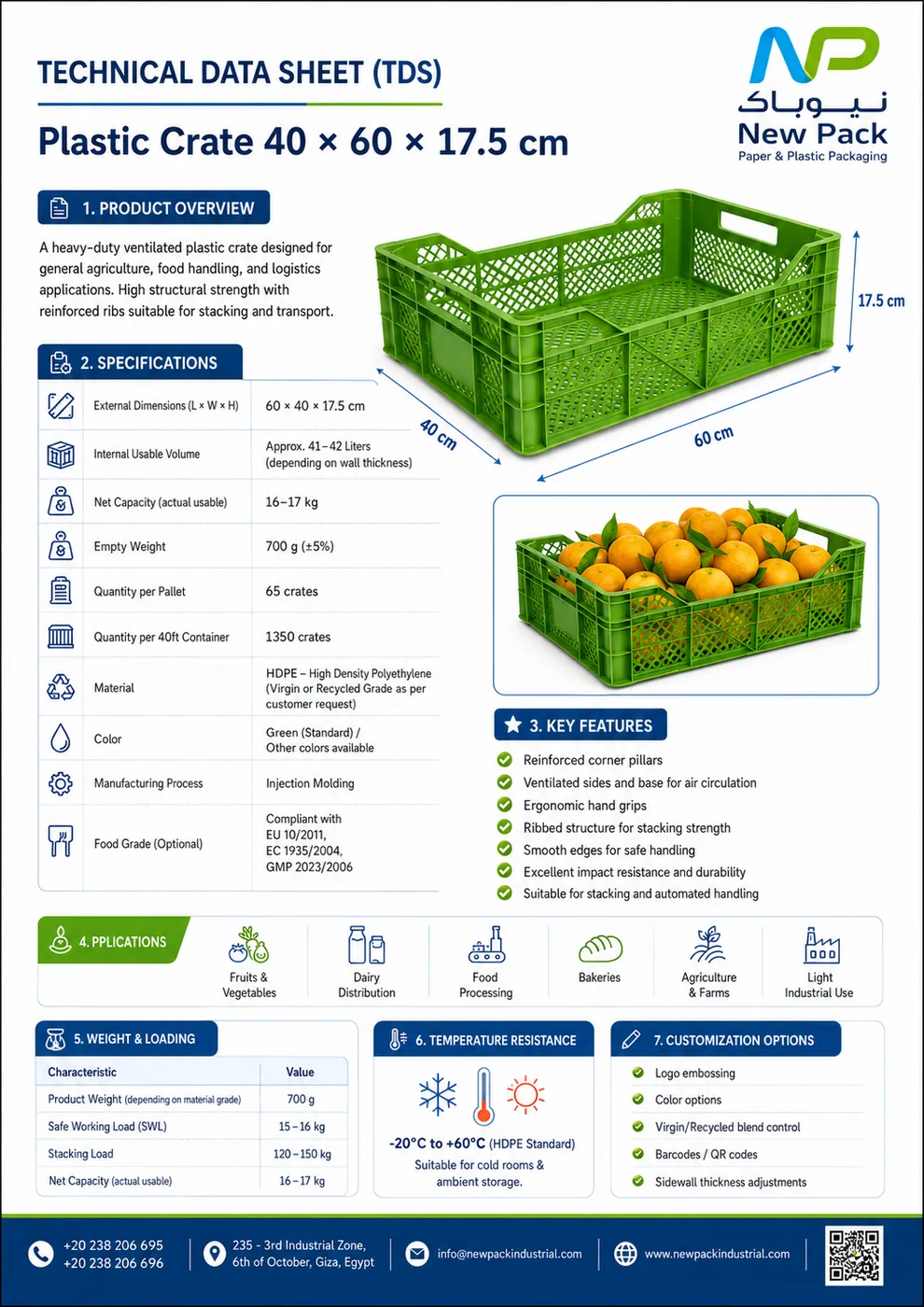 Plastic Crate 40 × 60 × 17.5 cm | New Pack Industrial