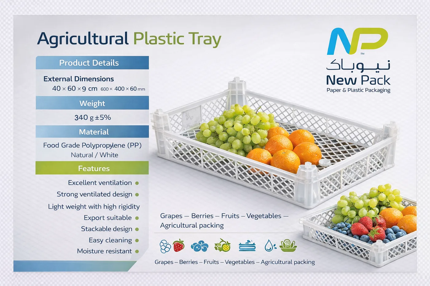 Plastic Crate 40 × 60 × 9 cm | New Pack Industrial