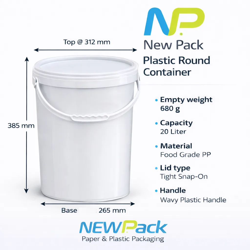 20L RoundPail 685g Handle55g | New Pack Industrial