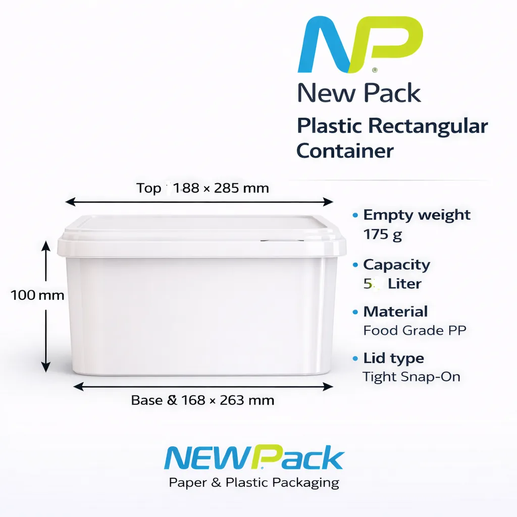 5L Rectangular 175g Container | New Pack Industrial