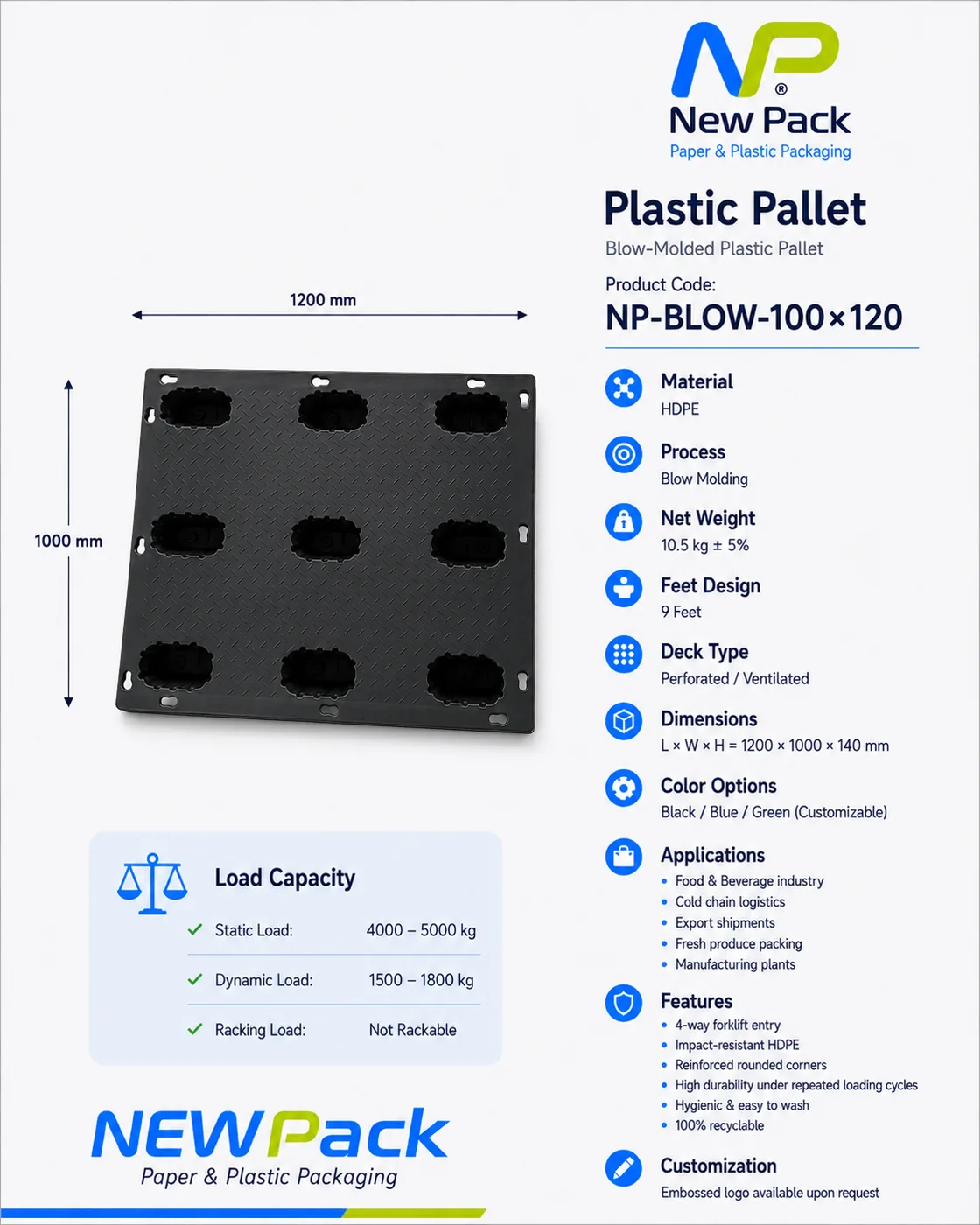Plastic Pallet Model NP BLOW 100 × 120